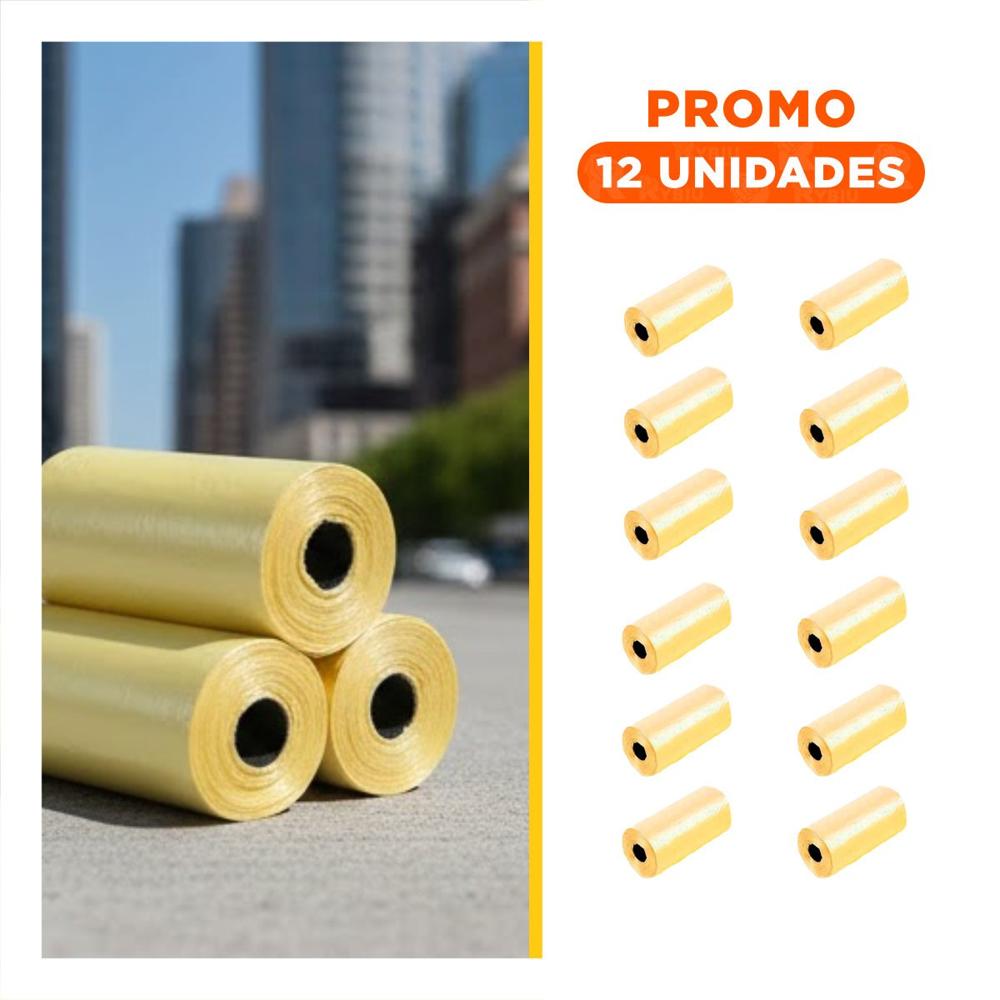 Pack12 Kit para Bolsas de Desechos Pet Amarillo Resistentes y Faciles de Usar Y+Regalo Sticker