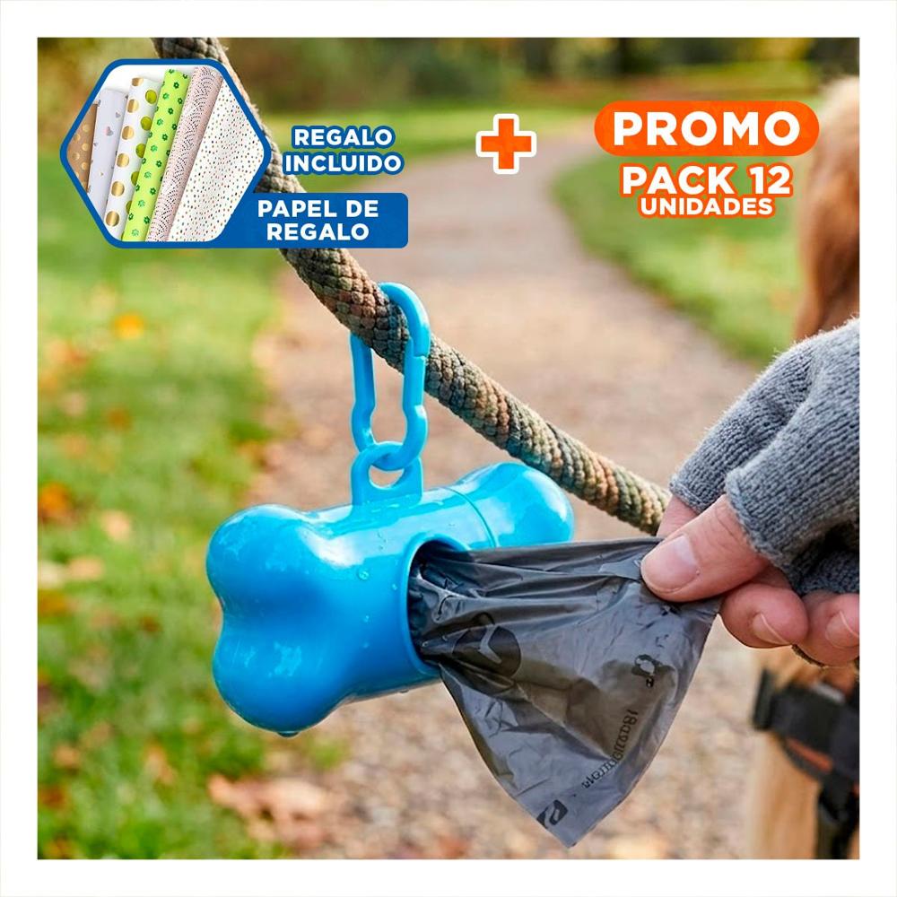 Pack12 Presentacion Compacta con Bolsa de Desecho y Protector Tipo Hueso Celeste Y+Papel Regalo
