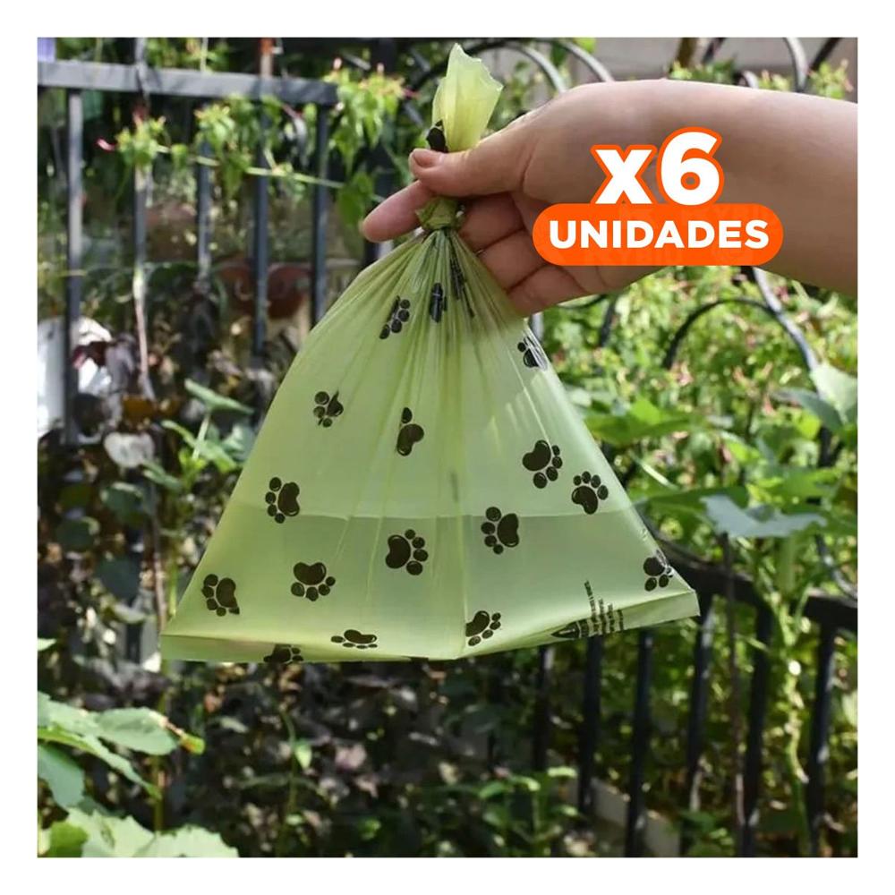 Pack6 Implemento Verde de Bolsa Biodegradable para Paseo Diario Y+Regalo Sticker
