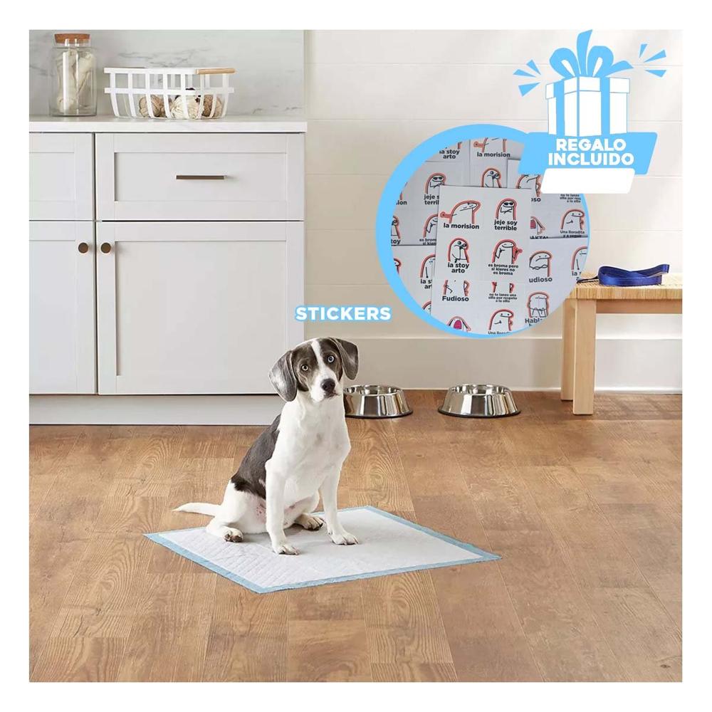 Cobertor de Piso 60x60 Talla L Celeste para Perros en Casa y Departamento Y+Regalo Sticker