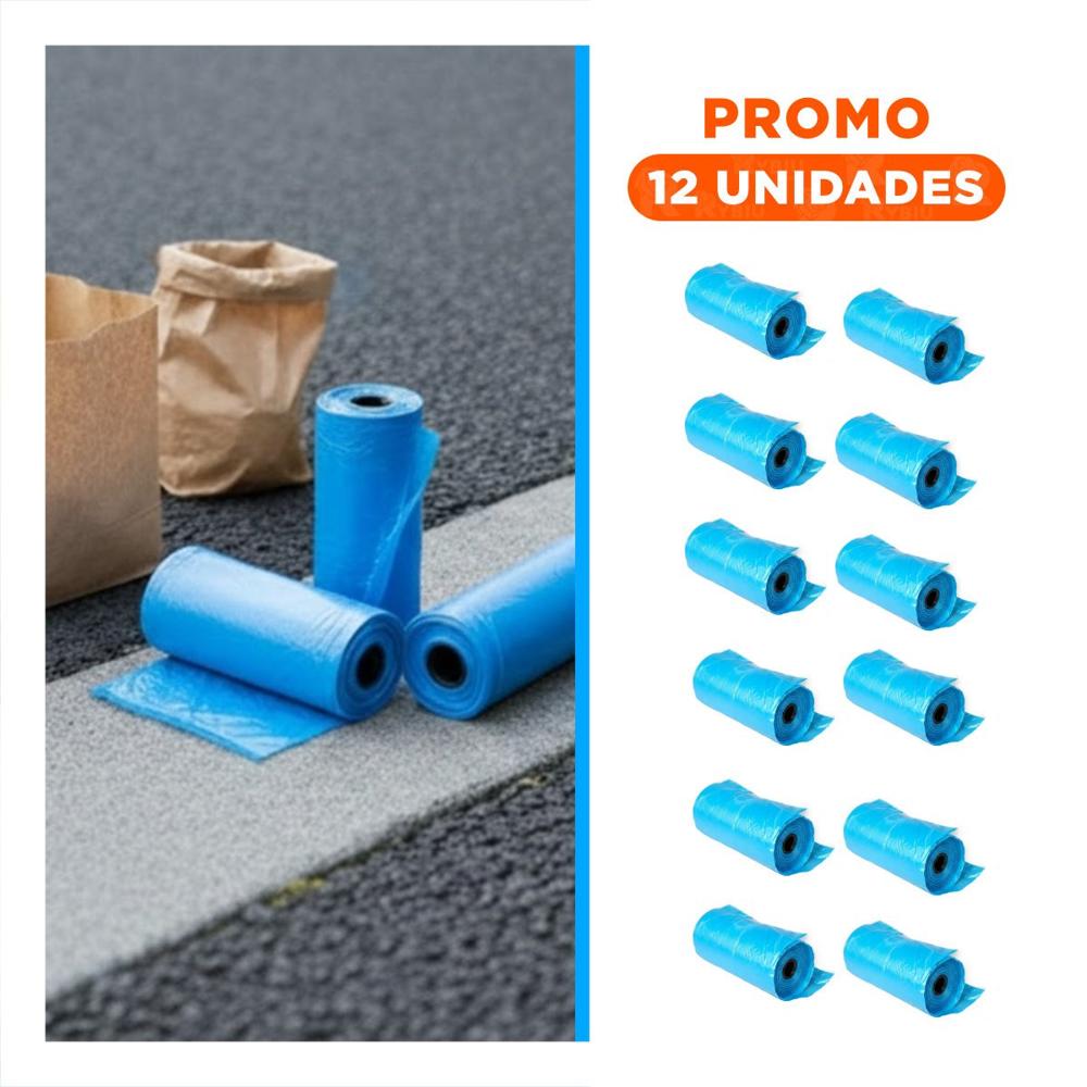 Pack12 Kit para Bolsas de Desechos Pet Azul Resistentes y Faciles de Usar Y+Regalo Sticker