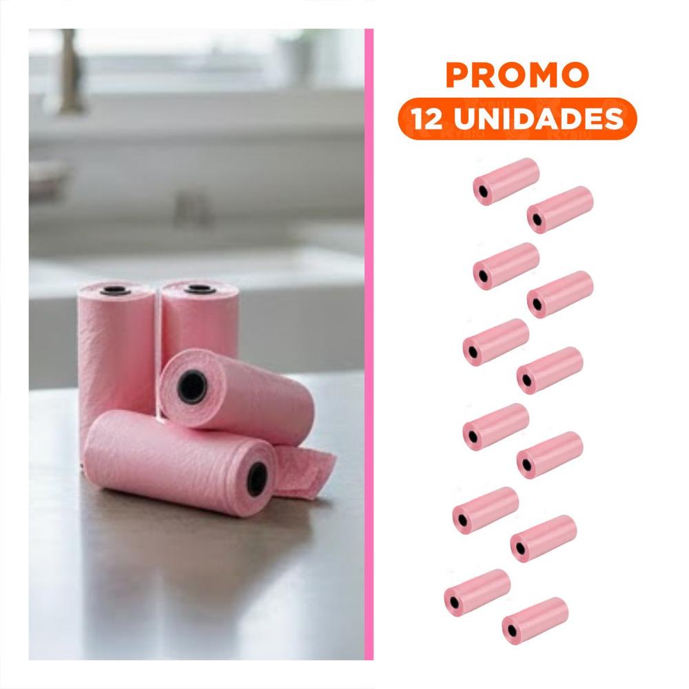Pack12 Bolsa de Bolsas Pet Rosado para Casa y Oficina Y+Regalo Sticker