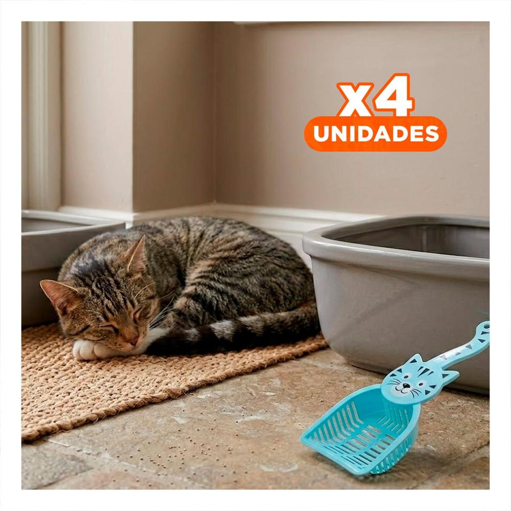Pack4 Utensilio Jardinero Cara De Gato Azul Para Casa Y Limpieza Blanco