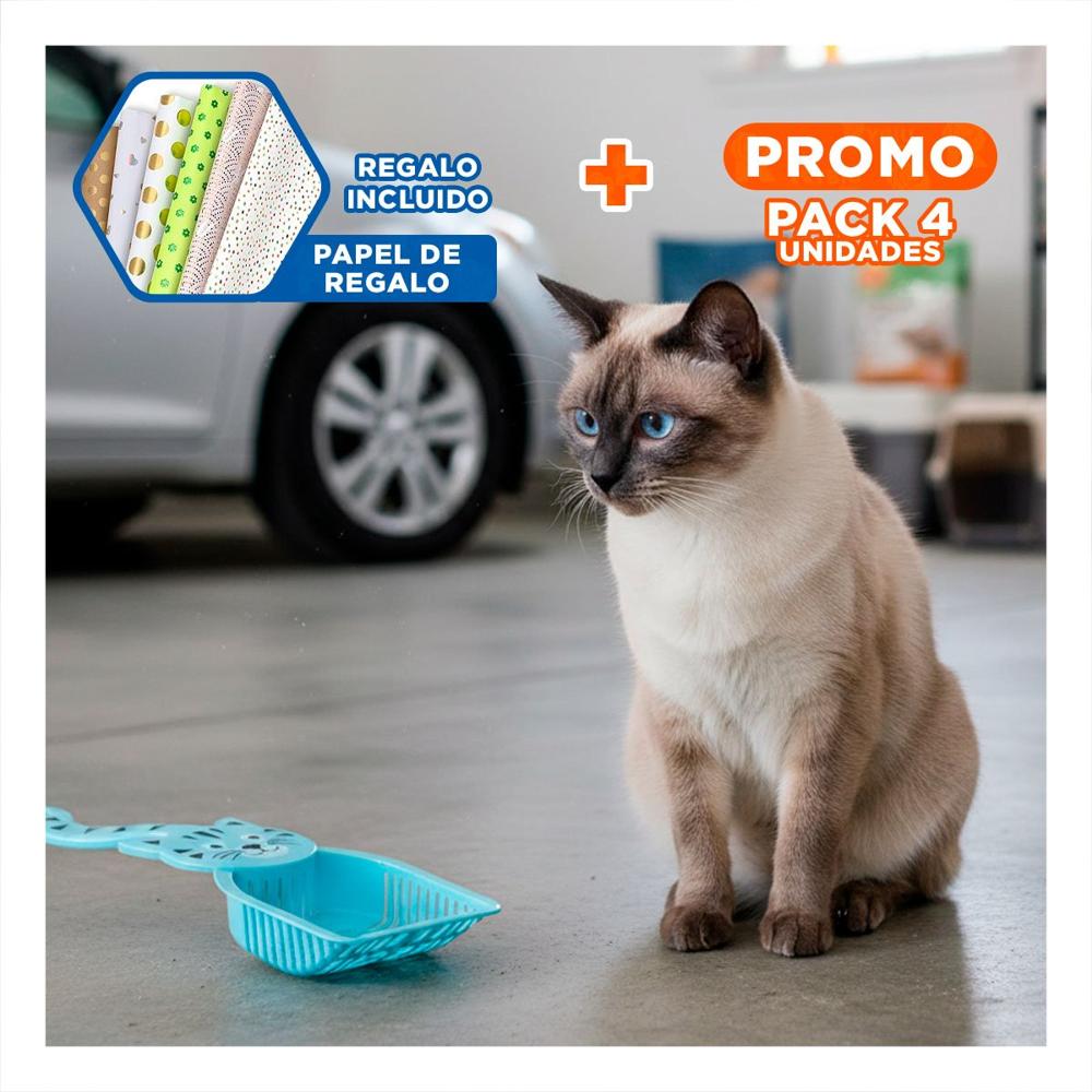 Pack4 Utensilio Plastico Cara De Gato Azul Para Jardin Y Hogar Festiva Y+Papel Regalo