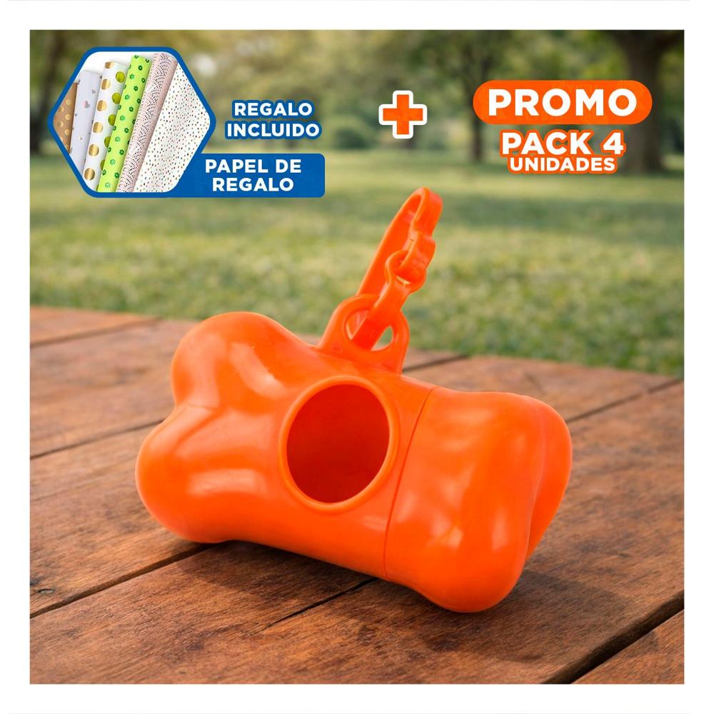 Pack4 Complemento con Bolsa de Desecho y Protector Tipo Hueso Anaranjado Y+Papel Regalo