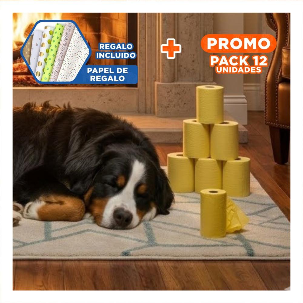 Pack12 Kit de Bolsas Pet Amarillo para Mantener Casa Ordenada Y+Papel Regalo