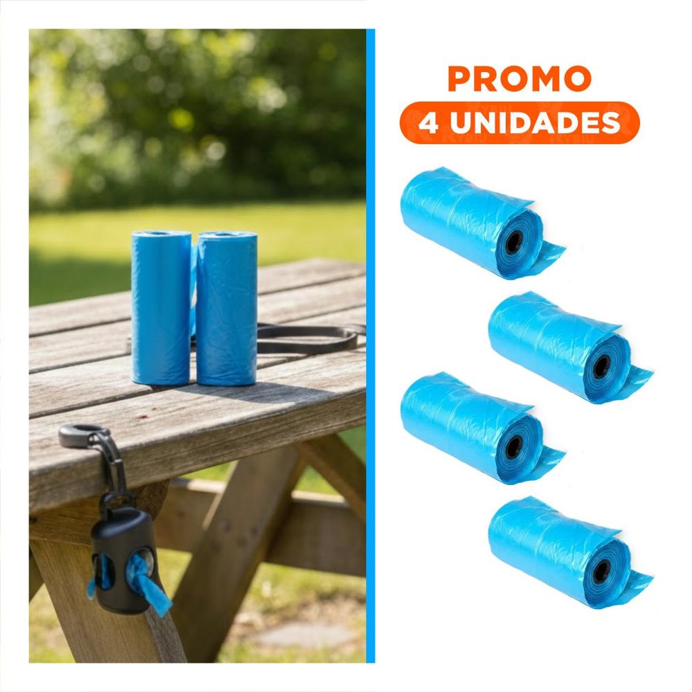 Pack4 Suministros de Bolsas Pet Azul Facil de Manejar y Guardar Y+Regalo Sticker