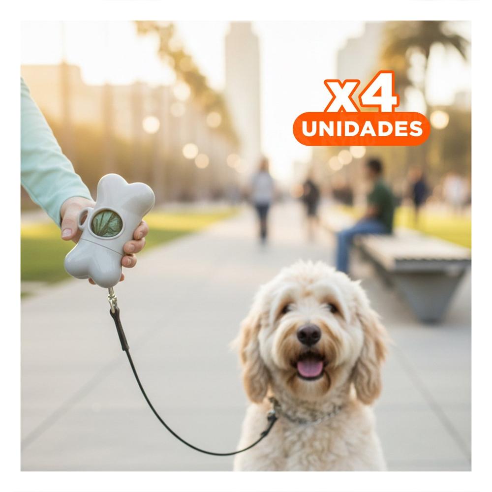 Pack4 Porta Bolsas Higienicas Gris Diseno Hueso para Caminatas