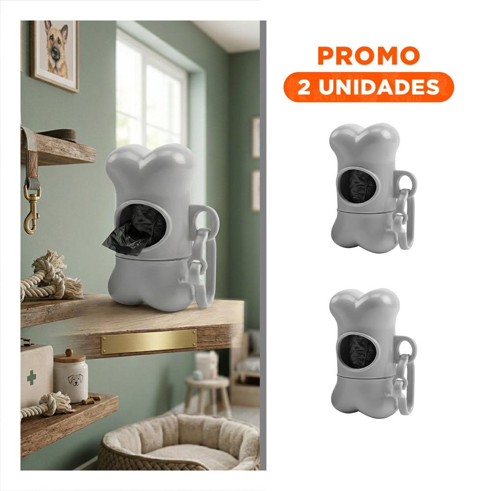 Pack2 Porta Bolsas Gris para Mascotas con Sujecion Segura