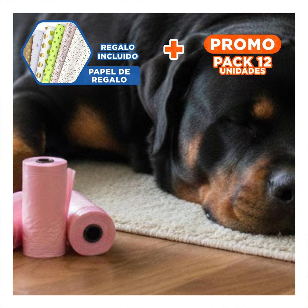 Pack12 Recambios de Bolsas para Desechos Pet Rosado para Mascotas y Hogar Y+Papel Regalo