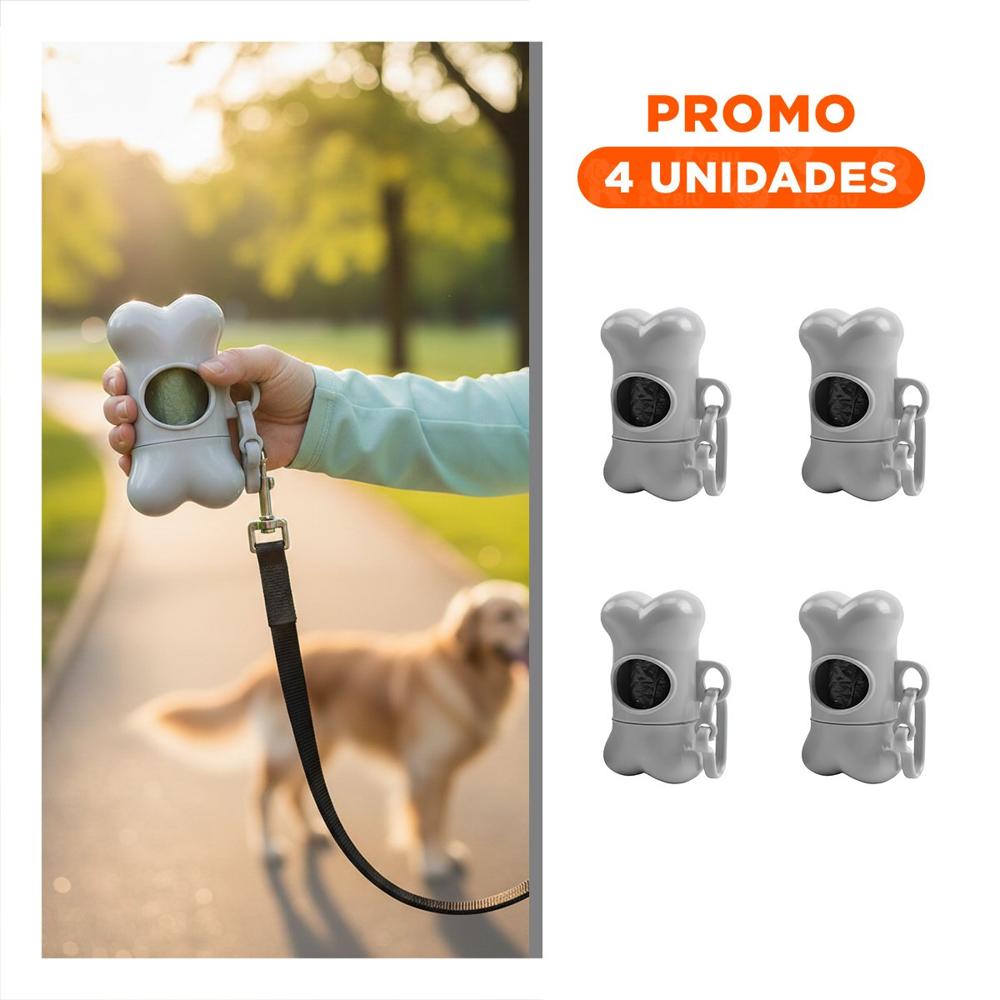 Pack4 Contenedor Canino Gris con Diseno Compacto para Paseos Y+Regalo Sticker