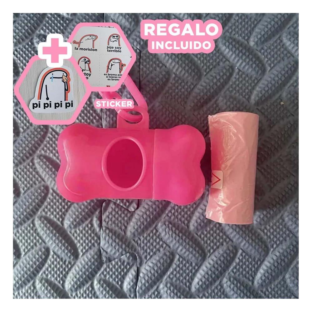 Complemento Funcional con Bolsa de Desecho y Protector Tipo Hueso Rosado Y+Regalo Sticker