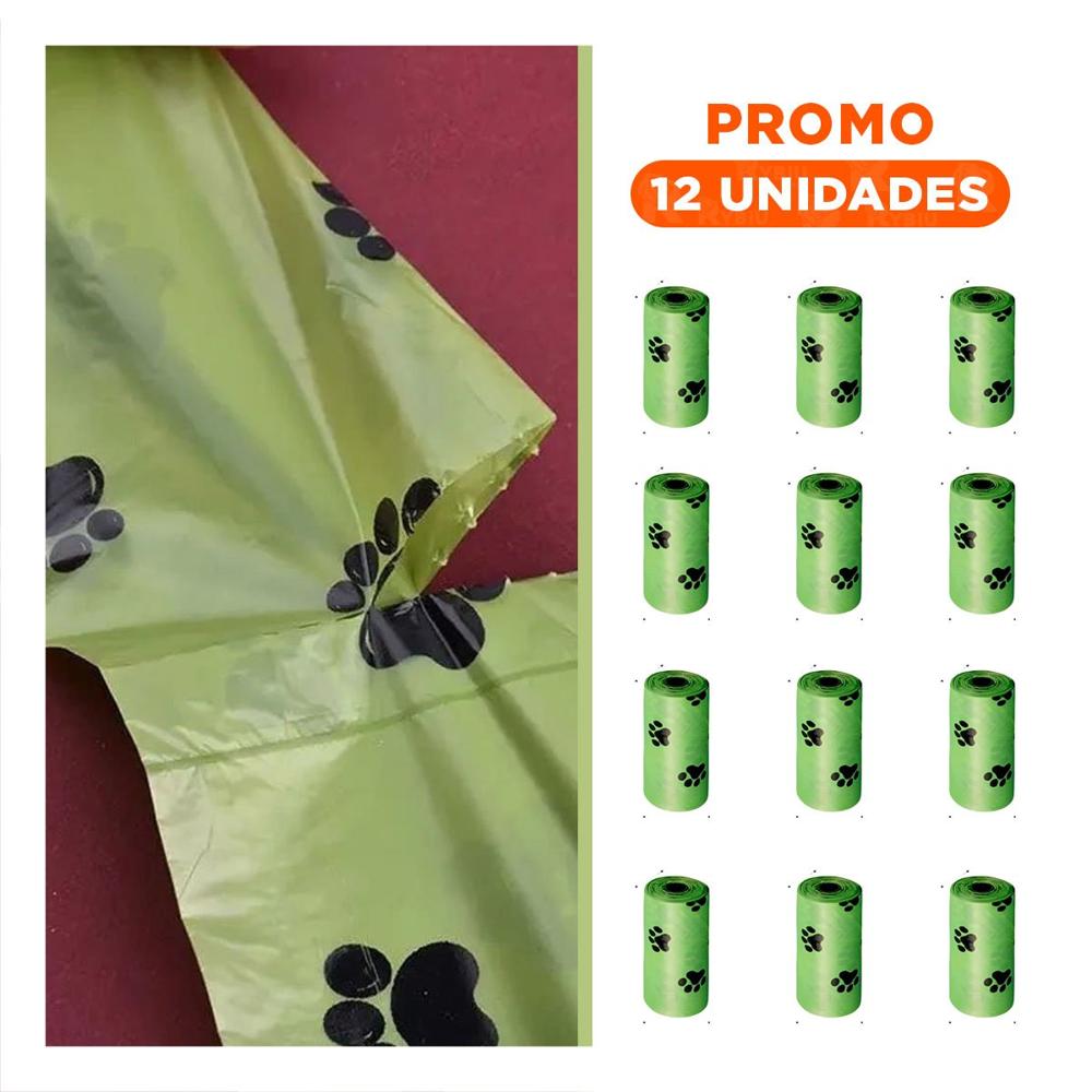 Pack12 Accesorio Practico de Bolsa Biodegradable Verde para Paseo Y+Regalo Sticker