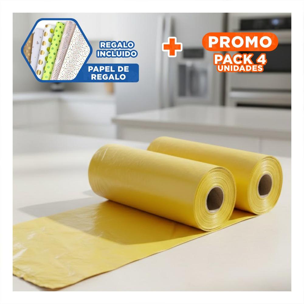 Pack4 Suministros de Bolsas para Desechos Pet Amarillo Seguros y Practicos Y+Papel Regalo