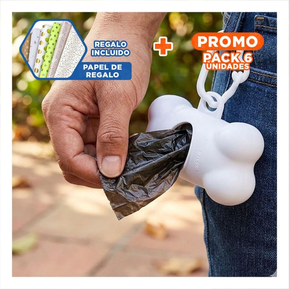 Pack6 Porta Bolsas Blanco con Forma de Hueso Comodo de Llevar Y+Papel Regalo
