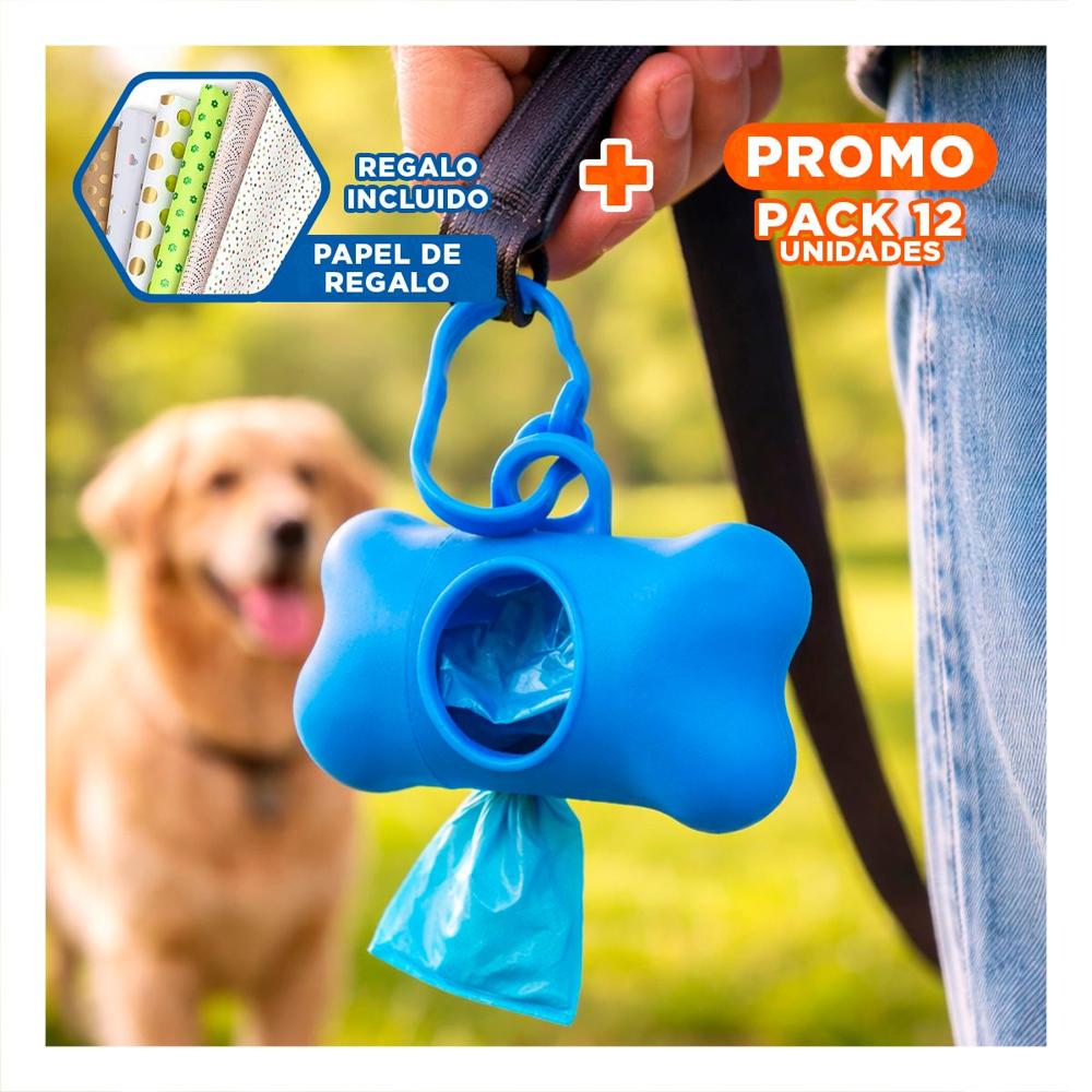 Pack12 Presentacion Compacta con Bolsa de Desecho y Protector Tipo Hueso Azul Y+Papel Regalo
