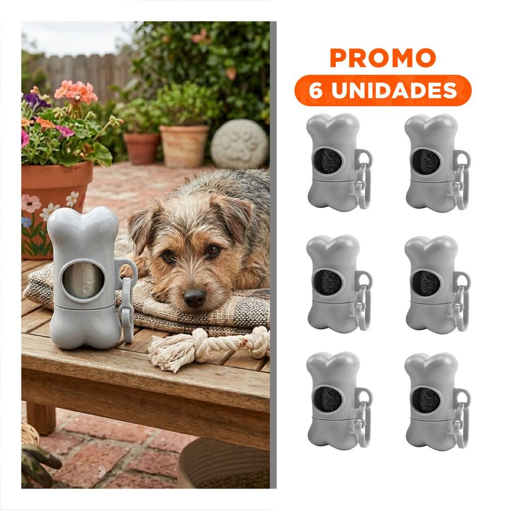 Pack6 Dispensador de Bolsas Gris Funcional para Salidas con Mascotas