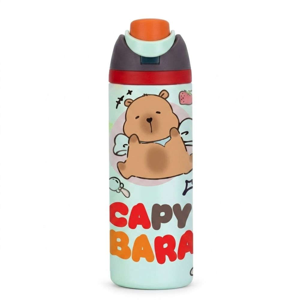 Tomatodo Termo Owala Plomo con Crema con Verde 940ml Diseño Capibara