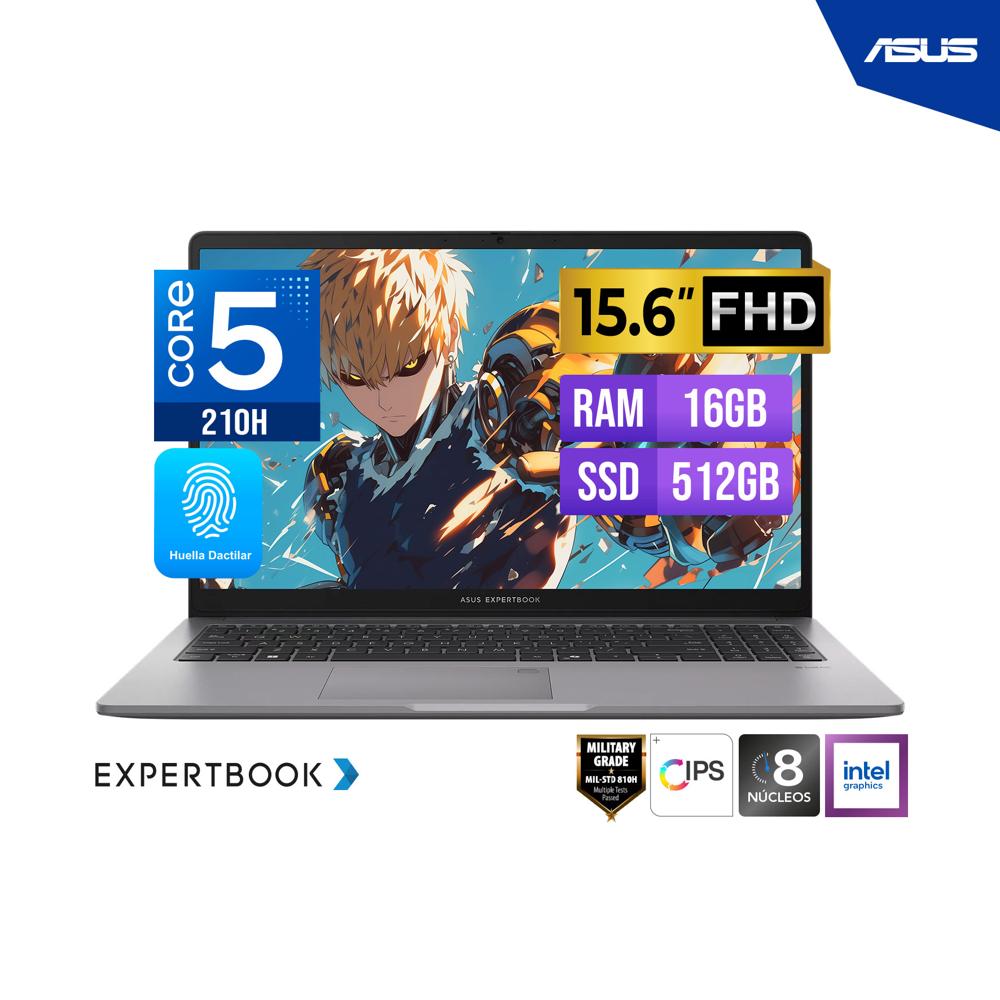 LAPTOP ASUS EXPERTBOOK P1503CVA-S72381 15.6 FHD IPS Core 5 210H 16GB DDR5 512GB FreeDOS