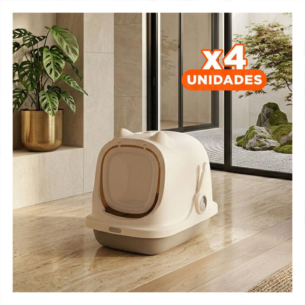 Pack4 Pack Sanitario Cerrado con Orejitas de Gato Marron para Casa