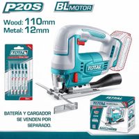 Sierra Caladora Inalámbrica Industrial 20V TOTAL Sin Batería NI Cargador TJSLI1008