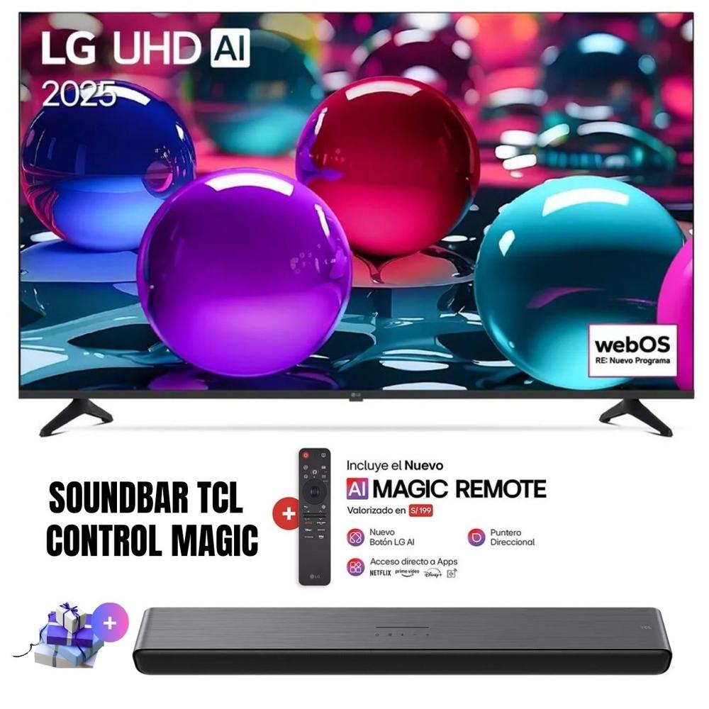 Televisor LG 55'' UHD 4K ThinQ AI 55UA7300PSB 2025 - MAGIC - SOUNDBAR TCL