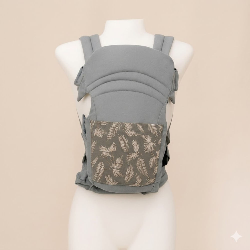 PortaBebe Pequeño Plomo Con Diseño de Hojas de Palma