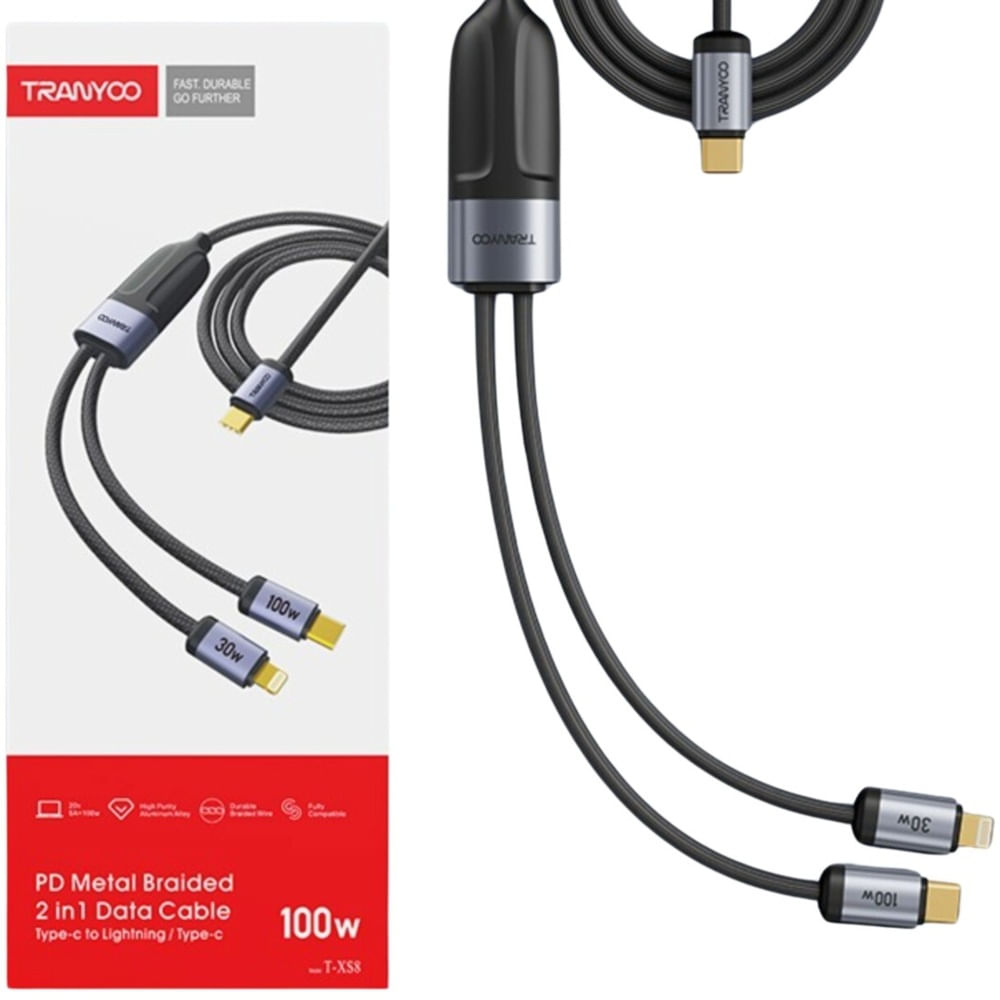 Cable Datos C A Lightning Y C A C Modelo T-Xs8 100w