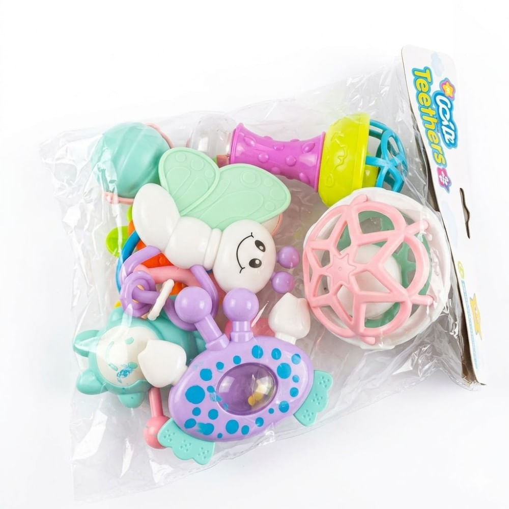 Set de Sonajeros y Mordedores Baby Teethers Rosado