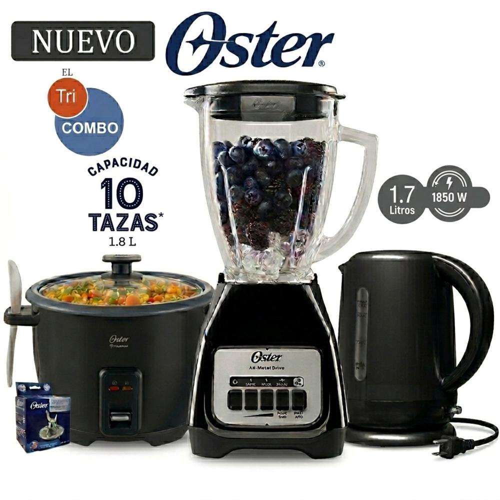 CUATRICOMBO Licuadora BLSTKAGBPB-Hervidor BVSTKT3101-Olla Arrocera CKSTRCB10DFBLK-Cuchilla