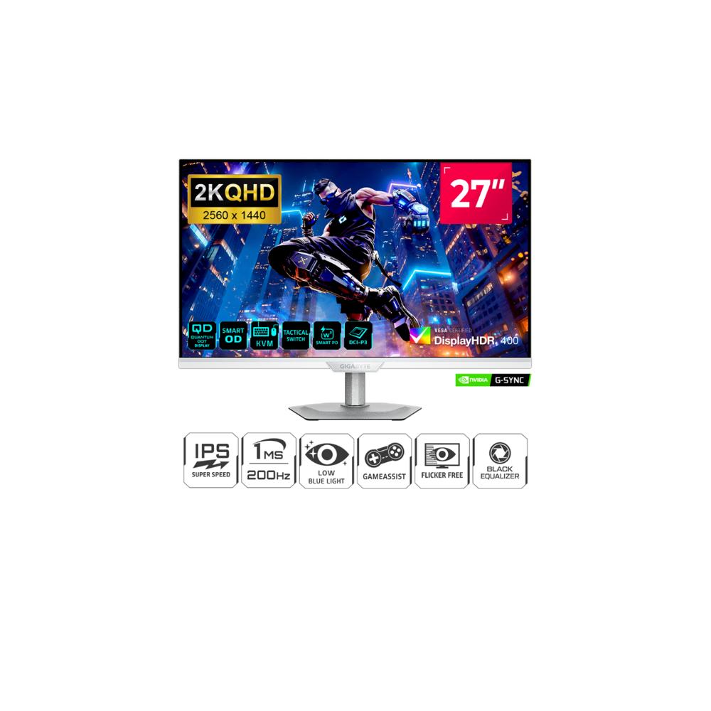 MONITOR GIGABYTE M27Q2 ICE WHITE 27' PANEL IPS QHD 2K 2560 x 1440 200Hz 1Ms