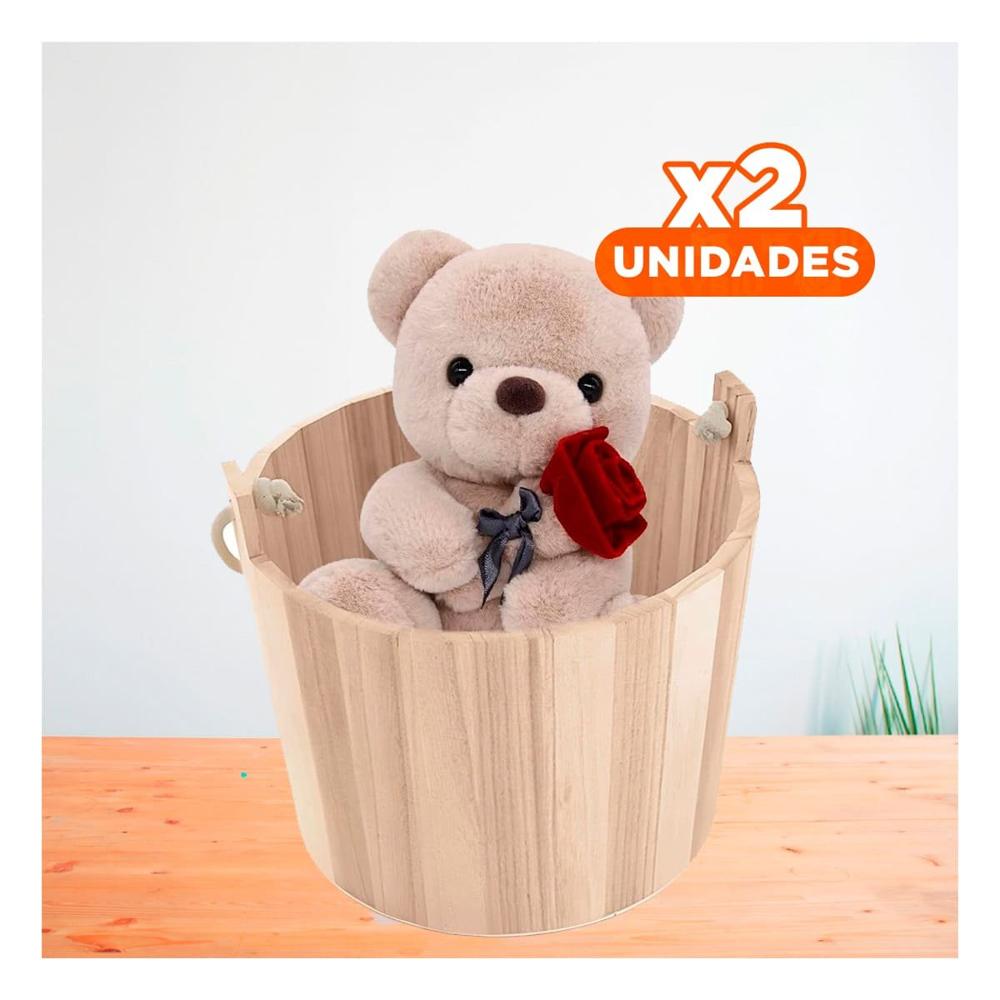 Pack2 Contenedor de Madera con Agarradera de Cuerda 16x16cm para Patio Y+Regalo Sticker