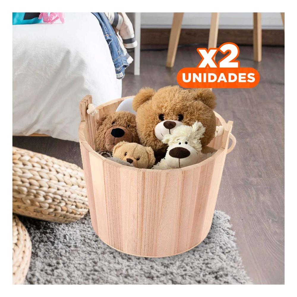 Pack2 Contenedor de Madera con Agarradera de Cuerda 24x20cm para el Balcon Y+Papel Regalo