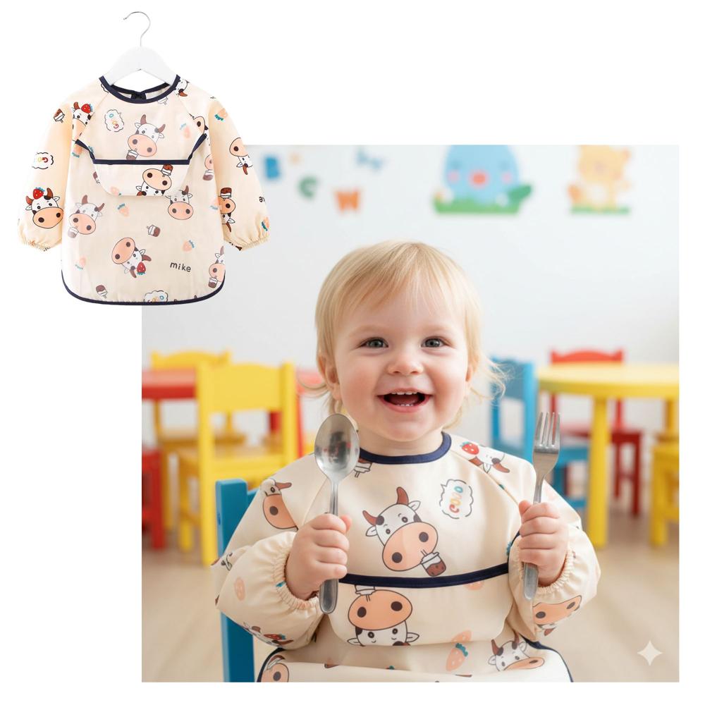 Mandil Infantil con Mangas Vaca Mike Set 2 Unds