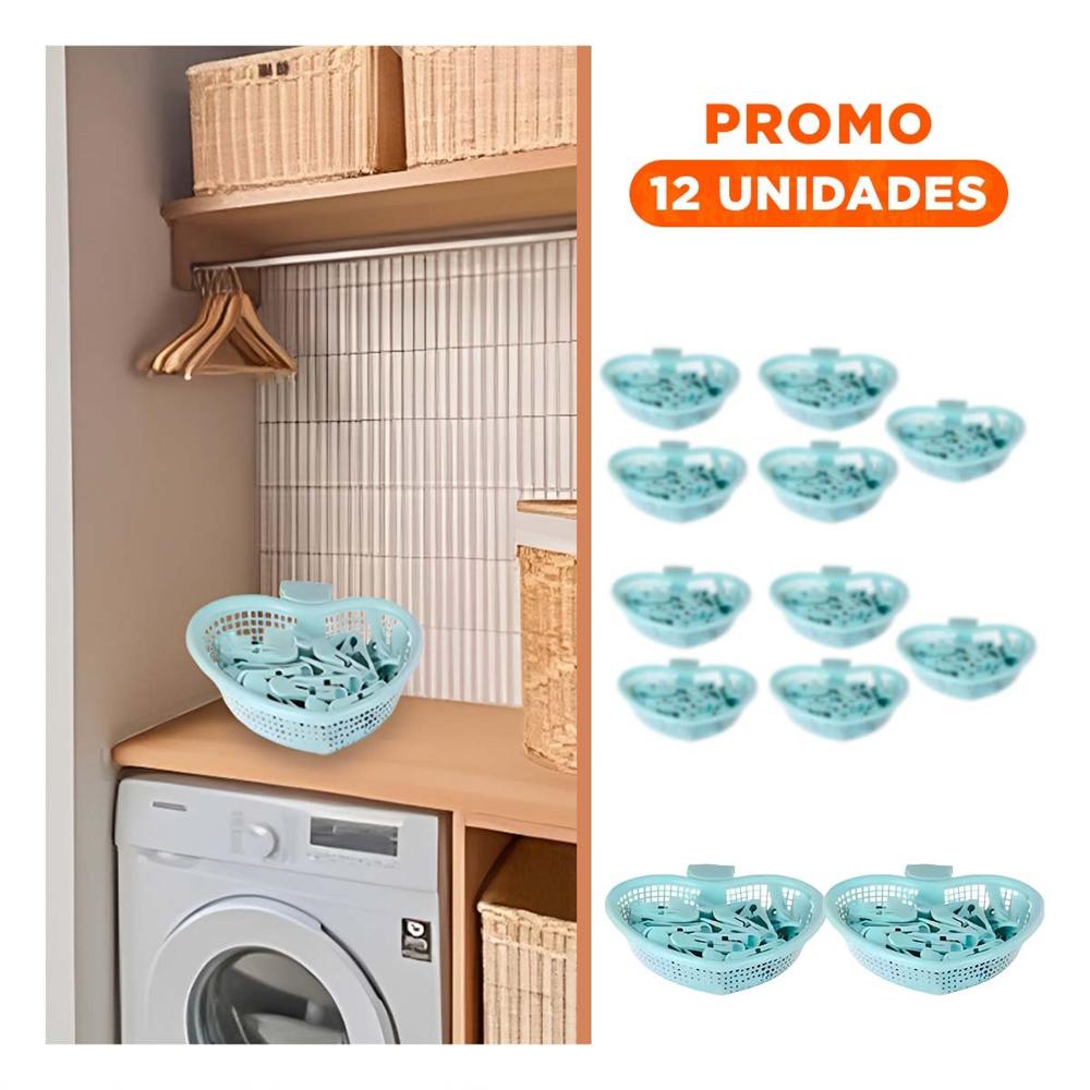 Pack12 Cesto Durable Verde Claro Corazon para Guardar Ganchos Y+Regalo Sticker