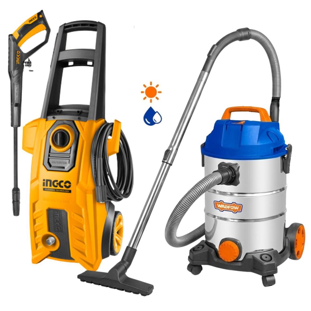 Hidrolavadora 2200PSI Ingco + Aspiradora 30 Litros Wadfow HPWR18008-WVR4A30