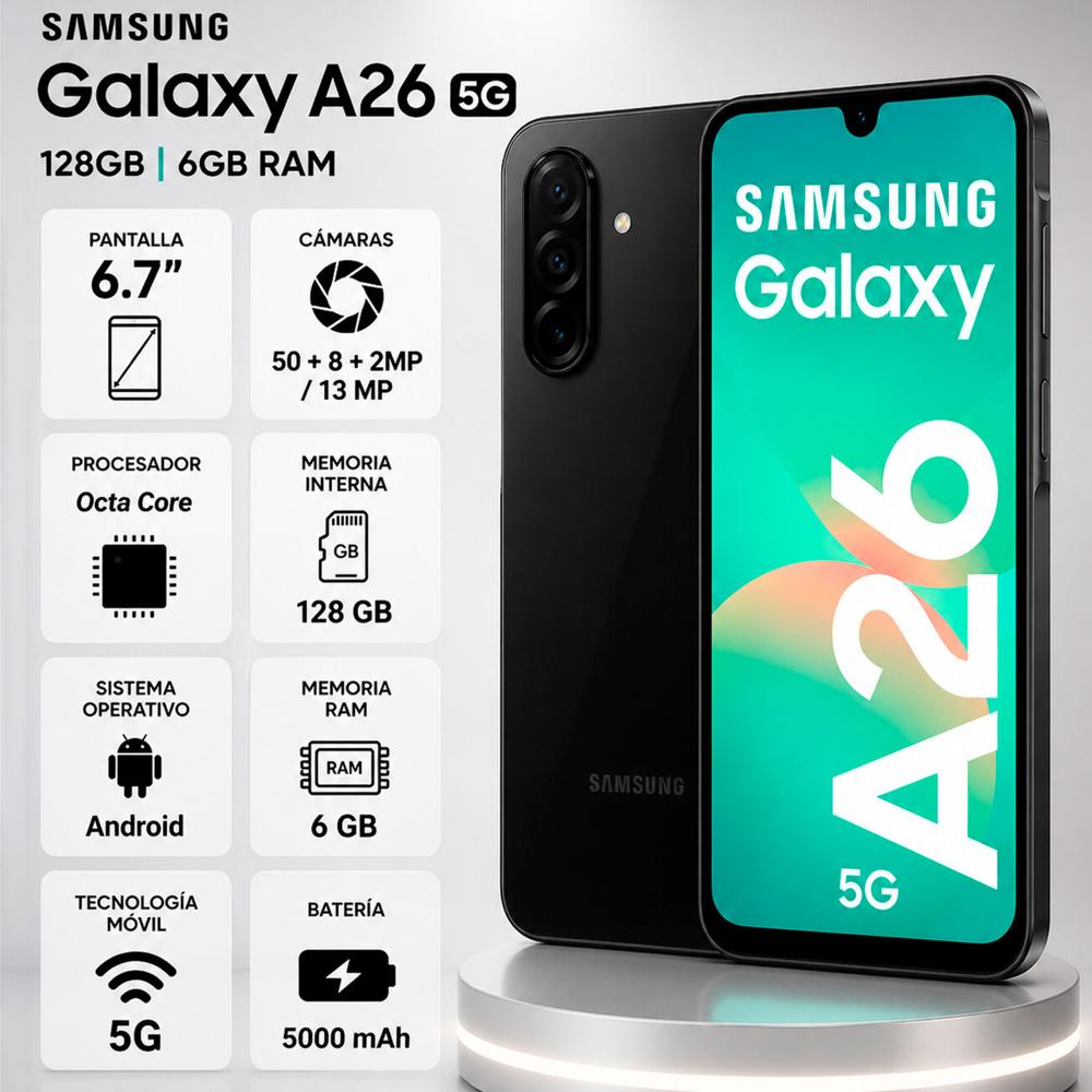 CELULAR SAMSUNG A26 128GB - 6GB RAM NEGRO