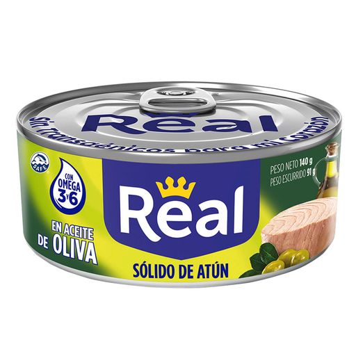 Sólido de Atún REAL en Aceite de Oliva Lata 140g | plazaVea - Supermercado