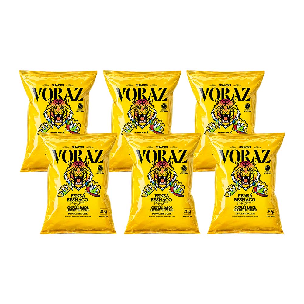 Chifles VORAZ Leche de Tigre Bolsa 30g Tira 6un