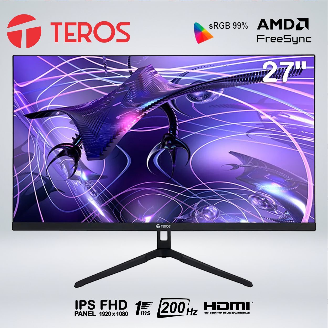 MONITOR GAMER TEROS TE-2786G FULL HD 27  IPS 200HZ 1MS HDMI FreeSync