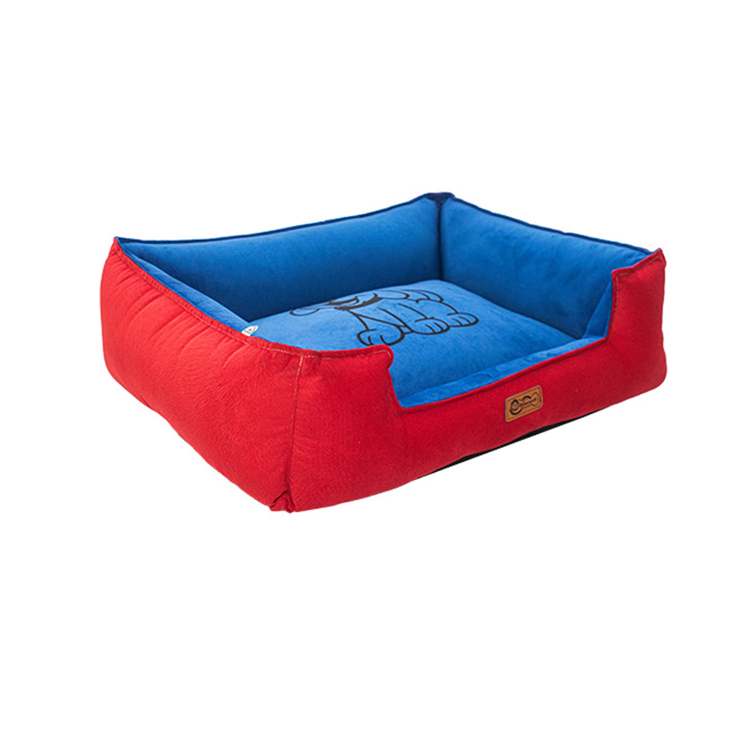 Cama Sofa Para Perro M Azul Rojo