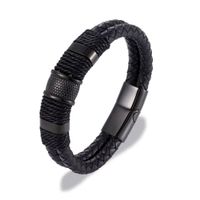 Pulsera De Cuero TICIANO NEGRO 19 CM