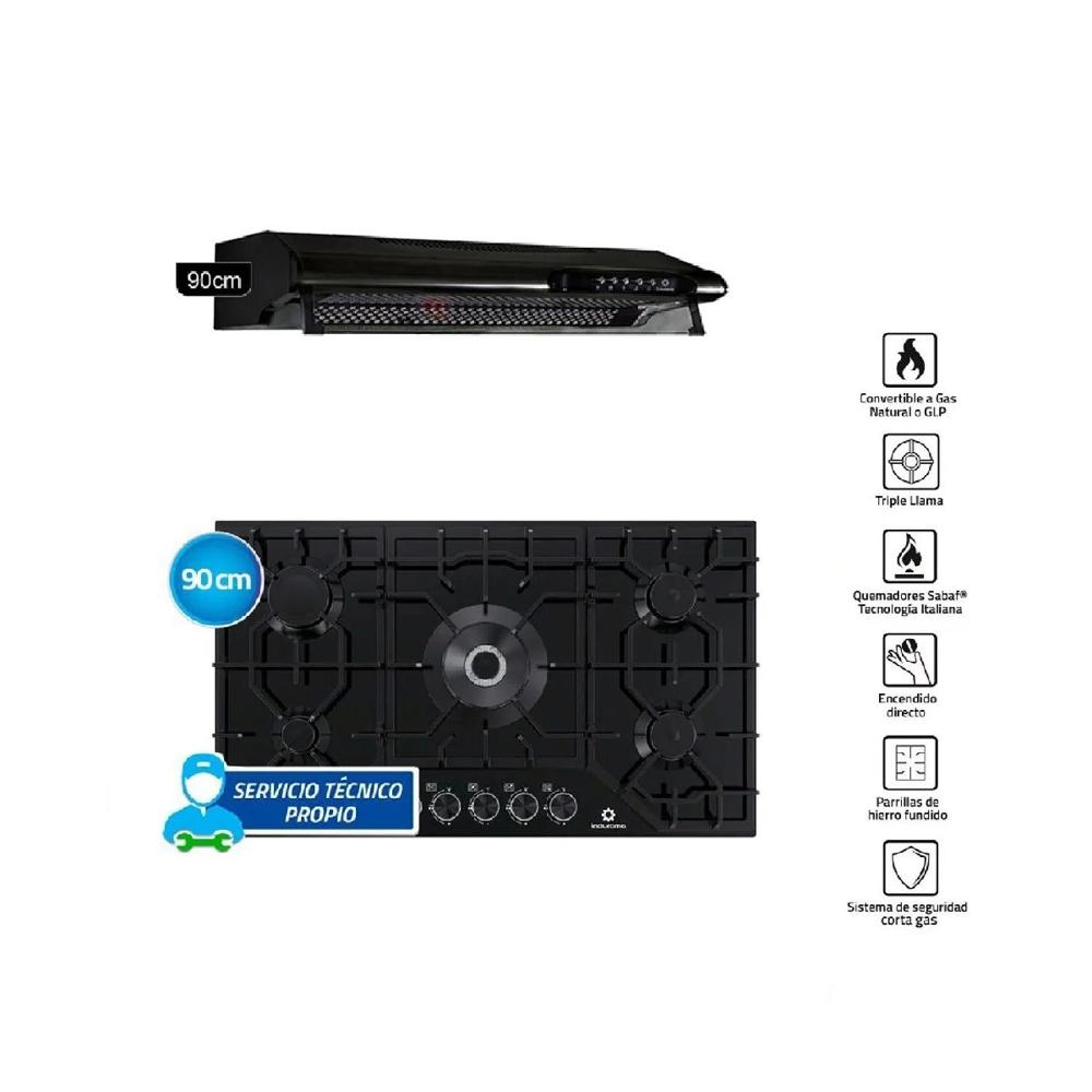 Combo Indurama Cocina EGASI 905CGNE y Campana CEI 902NE