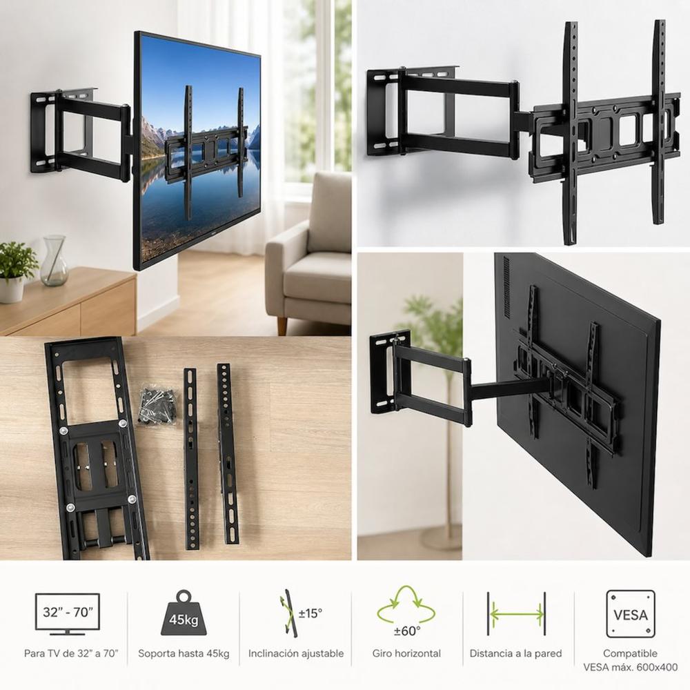 Rack para Tv doble brazo 32 a 70 pulgadas