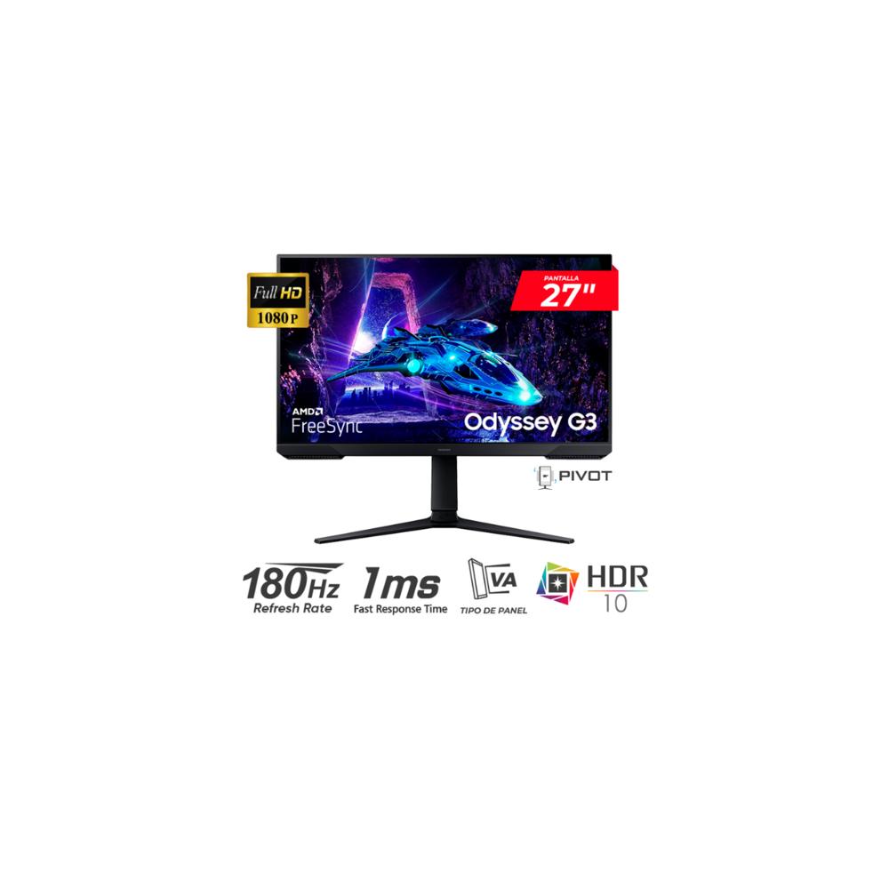 MONITOR SAMSUNG 27' S27DG300EL Odyssey G3 180HZ 1MS Freesync PIVOTE