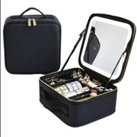 Neceser de Maquillaje con Espejo LED Negro Recargable