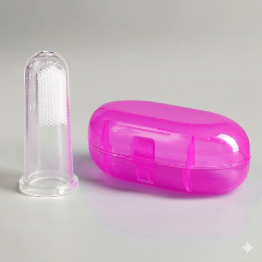 Cepillo Dedal para Bebes Santolee Rosa