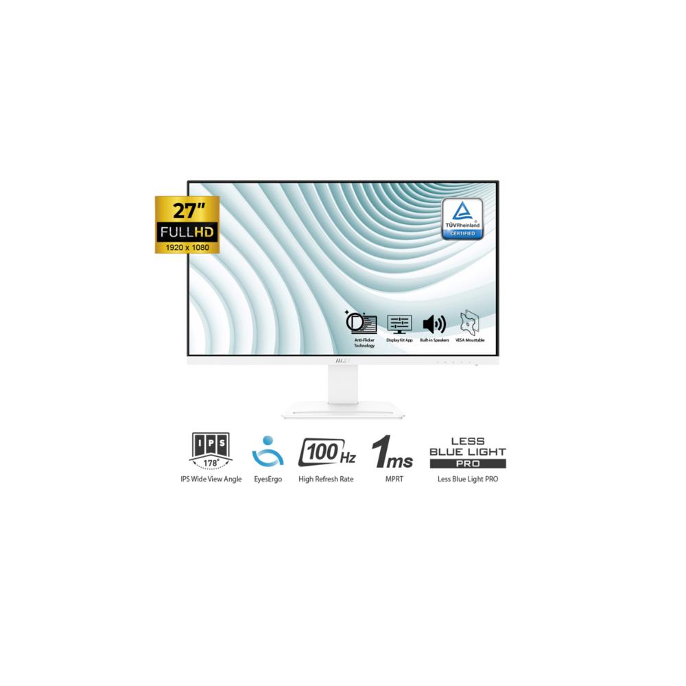 MONITOR MSI PRO MP273AW 27' FHD IPS 1920 x 1080 100HZ 1ms HDMI DP Altavoces Integrados BLANCO