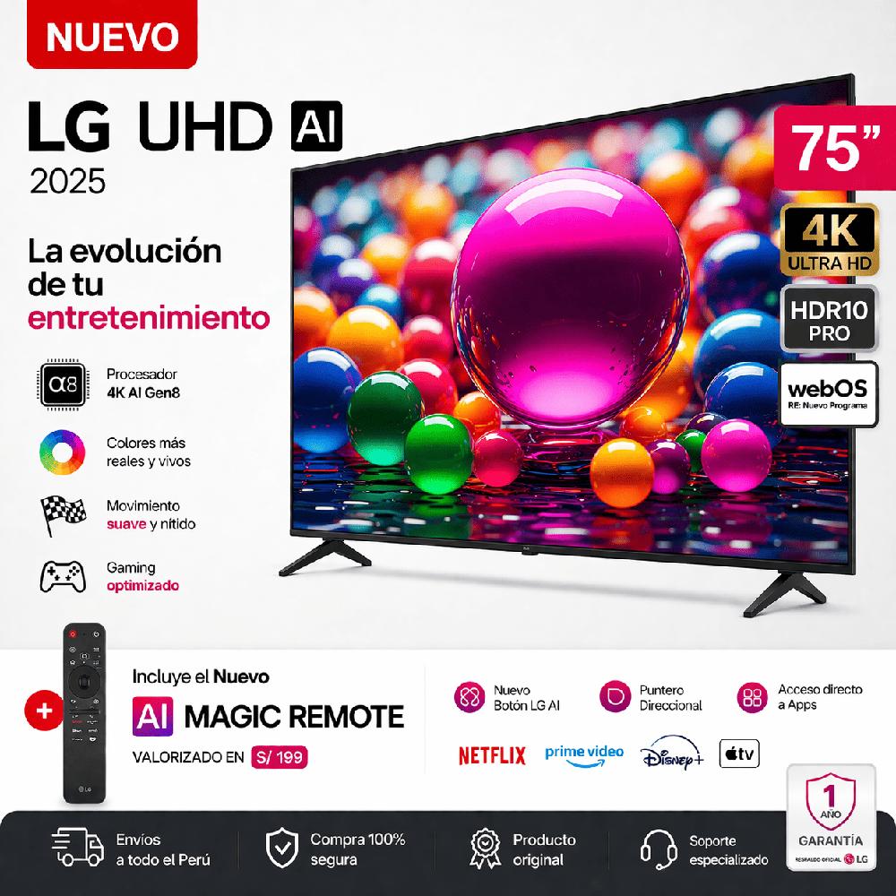 Televisor LG 75 UHD 4K Smart TV ThinQ AI 75UA8050PSA