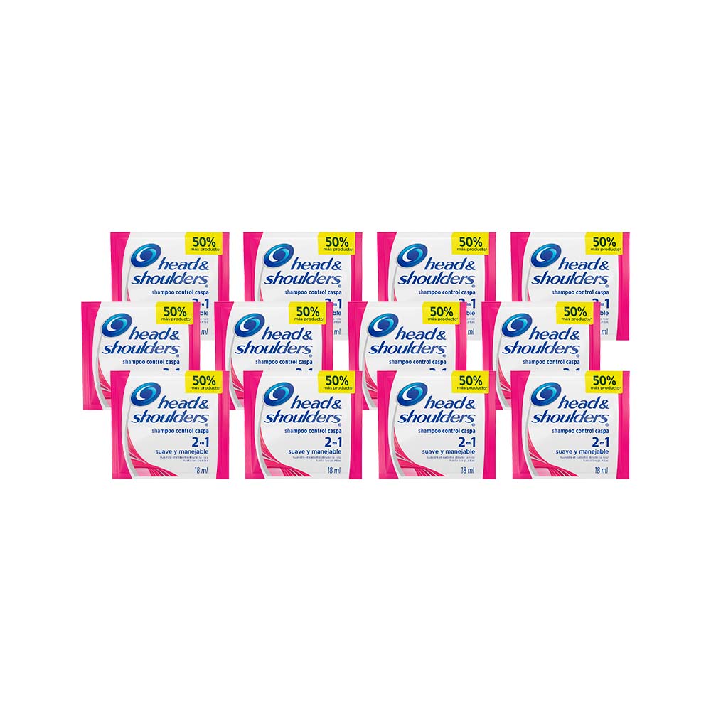 Shampoo HEAD SHOULDERS Suave y Manejable Paquete 12 Sachets 18ml c/u